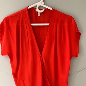 Joie size small red silk blouse with button & tie